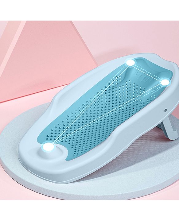 Babyhug Baby Bather with Soft Mesh Seat - Blue| Ergonomic Bath Support for Infants| Non-Slip Stable Design for Safe & Comfortable Bathing| Lightweight & Easy to Clean| New Born Gifting Option