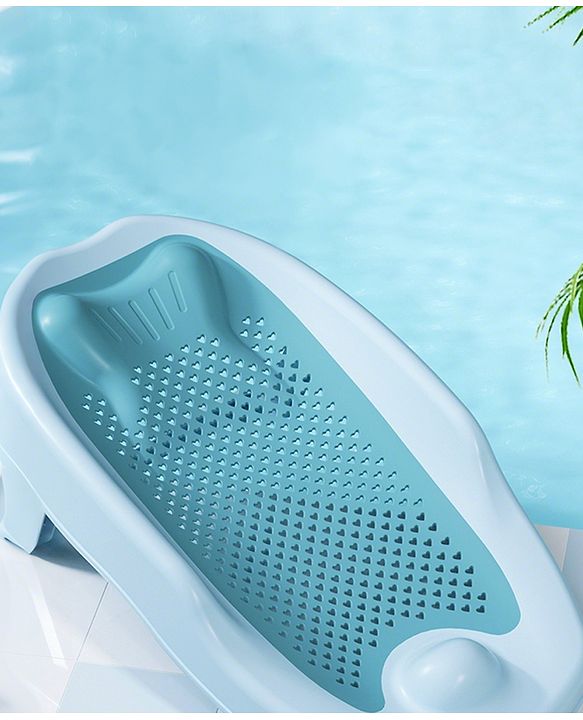 Babyhug Baby Bather with Soft Mesh Seat - Blue| Ergonomic Bath Support for Infants| Non-Slip Stable Design for Safe & Comfortable Bathing| Lightweight & Easy to Clean| New Born Gifting Option