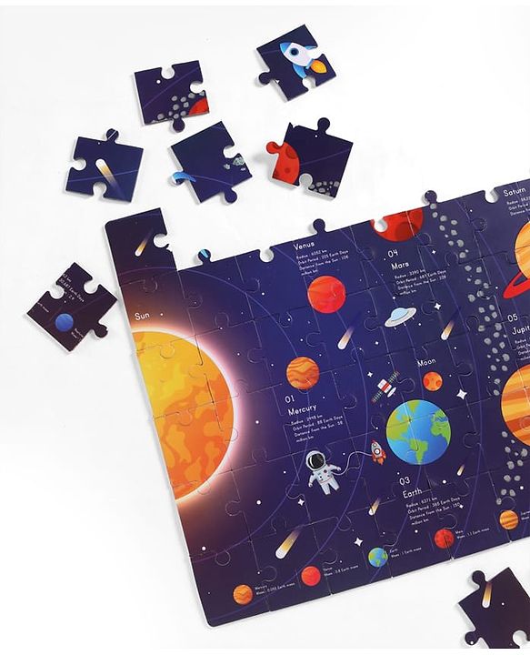 Babyhug Ultimate Solar System Floor Puzzle - 60 Pcs| Interactive Fact-Learning Jigsaw Puzzle| Booklet with 25 Fun Facts About Planets| Boost Critical Thinking and Spatial Awareness| BIS Certified