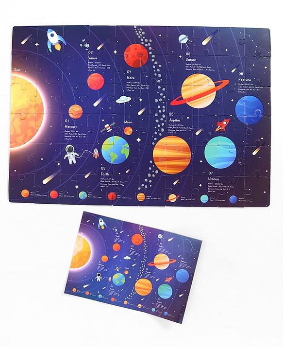 Babyhug Ultimate Solar System Floor Puzzle - 60 Pcs| Interactive Fact-Learning Jigsaw Puzzle| Booklet with 25 Fun Facts About Planets| Boost Critical Thinking and Spatial Awareness| BIS Certified