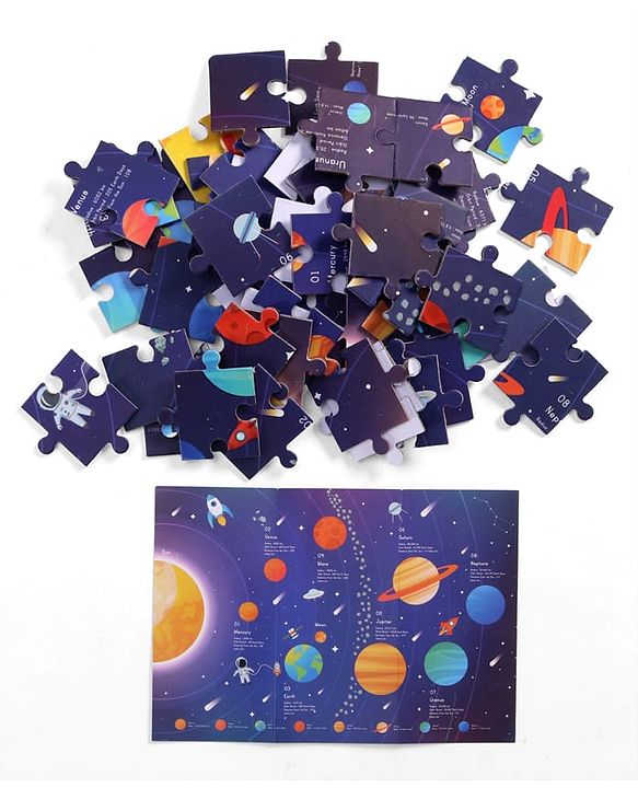 Babyhug Ultimate Solar System Floor Puzzle - 60 Pcs| Interactive Fact-Learning Jigsaw Puzzle| Booklet with 25 Fun Facts About Planets| Boost Critical Thinking and Spatial Awareness| BIS Certified