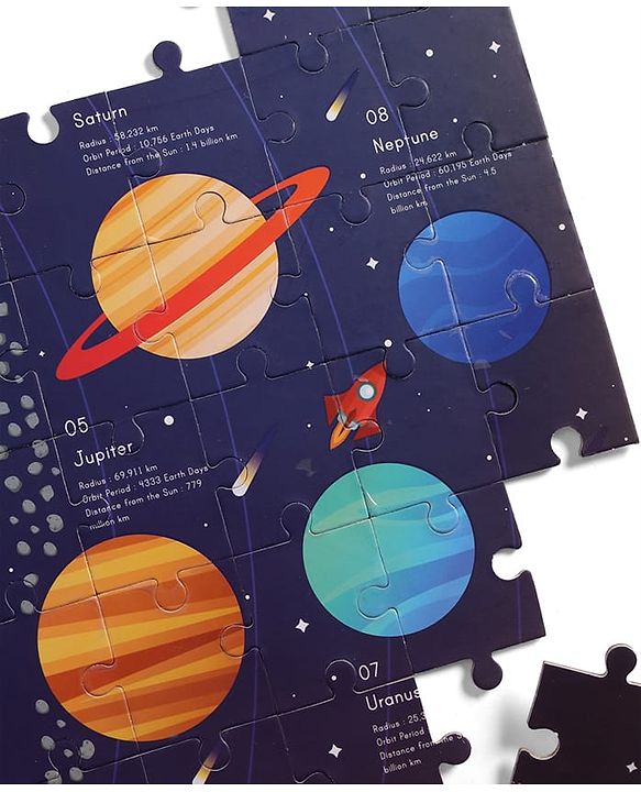 Babyhug Ultimate Solar System Floor Puzzle - 60 Pcs| Interactive Fact-Learning Jigsaw Puzzle| Booklet with 25 Fun Facts About Planets| Boost Critical Thinking and Spatial Awareness| BIS Certified