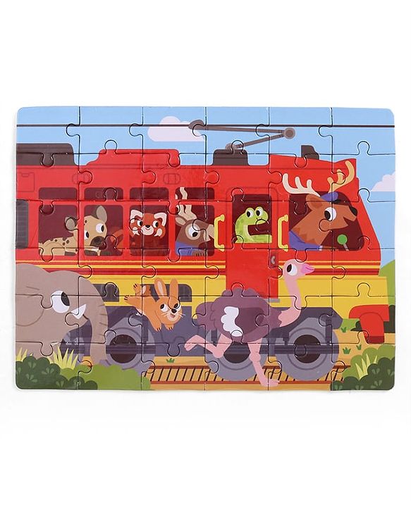 Babyhug 4 in 1 Animal Transportation Jigsaw Puzzle Set - 90 pcs| 4 Difficulty Levels| Beautifully Illustrated| Improves Hand -Eye Coordination & Problem Solving| BIS Certified| Gifting Idea for 3+ yrs
