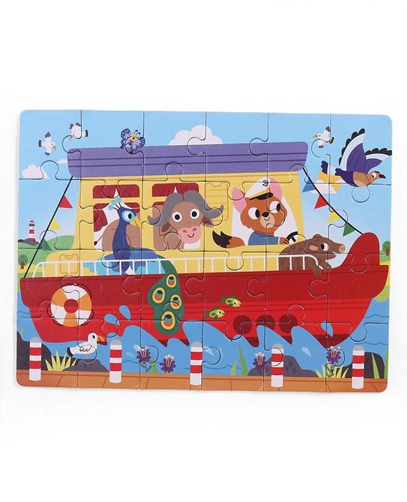 Babyhug 4 in 1 Animal Transportation Jigsaw Puzzle Set - 90 pcs| 4 Difficulty Levels| Beautifully Illustrated| Improves Hand -Eye Coordination & Problem Solving| BIS Certified| Gifting Idea for 3+ yrs