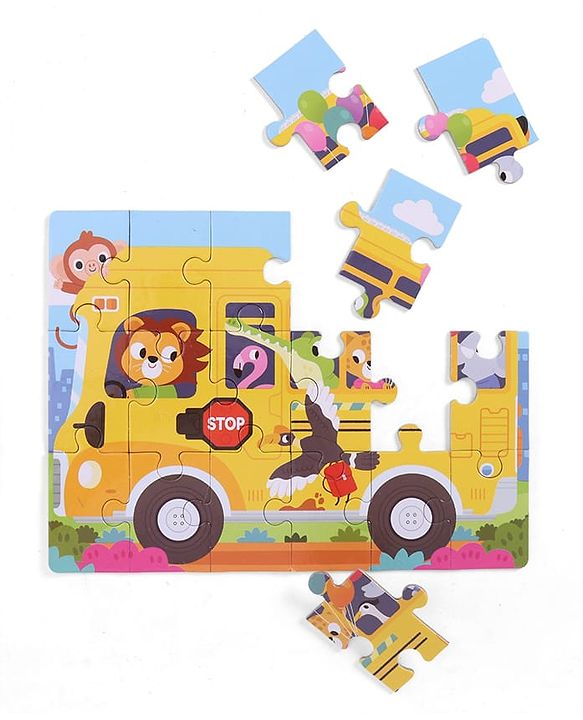 Babyhug 4 in 1 Animal Transportation Jigsaw Puzzle Set - 90 pcs| 4 Difficulty Levels| Beautifully Illustrated| Improves Hand -Eye Coordination & Problem Solving| BIS Certified| Gifting Idea for 3+ yrs
