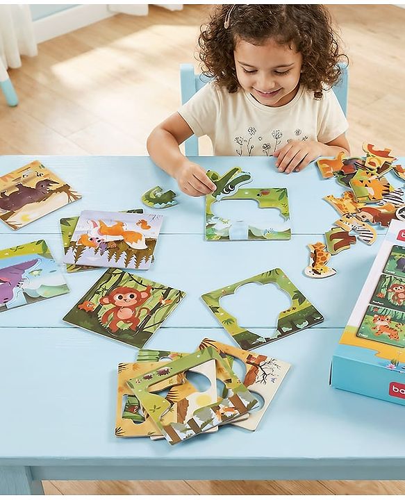 Babyhug 4 in 1 Animal Transportation Jigsaw Puzzle Set - 90 pcs| 4 Difficulty Levels| Beautifully Illustrated| Improves Hand -Eye Coordination & Problem Solving| BIS Certified| Gifting Idea for 3+ yrs