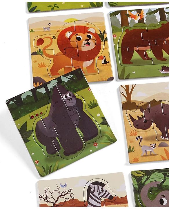 Babyhug 4 in 1 Animal Transportation Jigsaw Puzzle Set - 90 pcs| 4 Difficulty Levels| Beautifully Illustrated| Improves Hand -Eye Coordination & Problem Solving| BIS Certified| Gifting Idea for 3+ yrs