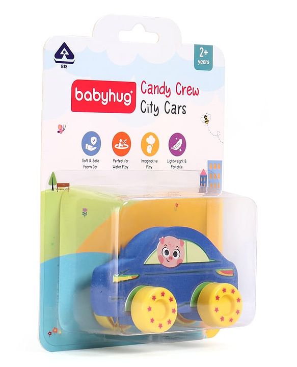 Babyhug Candy Crew City Cars - Blue| Perfect for Water Play and Floating| Turns Bath Time into an Imaginative Floating Adventure | BIS Certified | Design May Vary