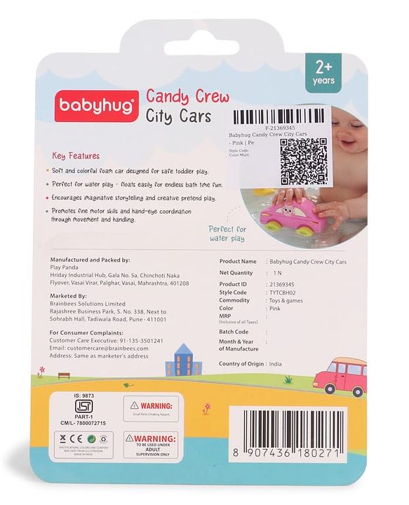 Babyhug Candy Crew City Cars - Blue| Perfect for Water Play and Floating| Turns Bath Time into an Imaginative Floating Adventure | BIS Certified | Design May Vary