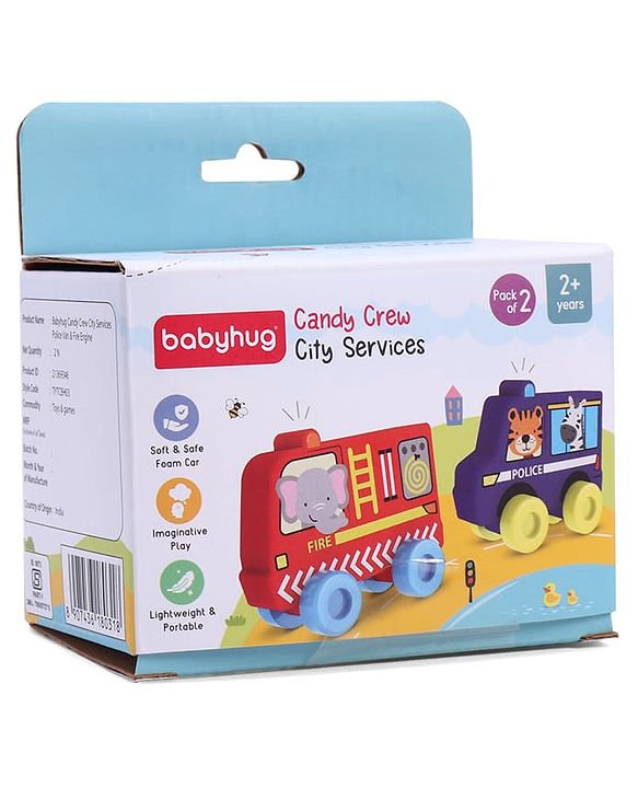 Babyhug Candy Crew City Cars - Blue| Perfect for Water Play and Floating| Turns Bath Time into an Imaginative Floating Adventure | BIS Certified | Design May Vary