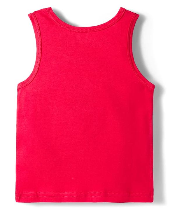 Babyhug 100 % Cotton Knit Sleeveless Sandos with Animal Print Pack of 3 - Red White & Navy Blue