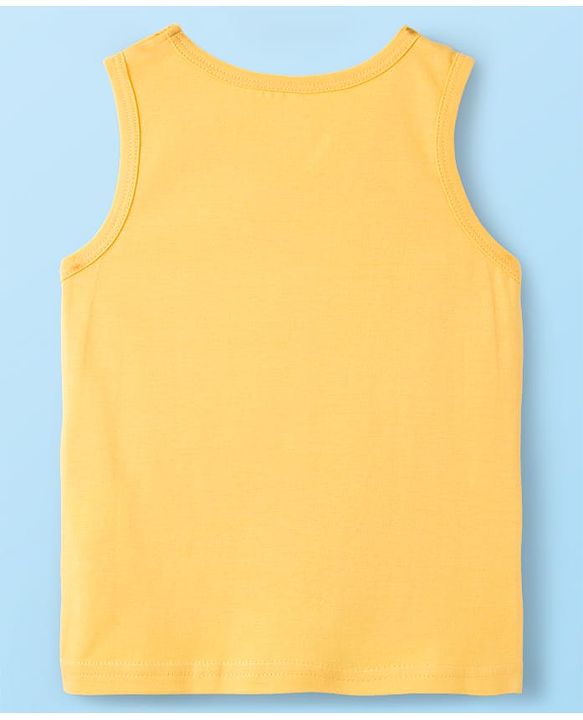 Babyhug 100% Cotton Knit Sleeveless Sando Vests With Stripes & Truck Print Pack of 3 - White & Yellow