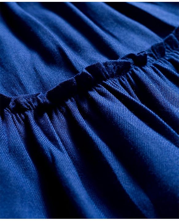 Babyhug Cotton Woven Half Sleeves Solid Frock - Navy Blue