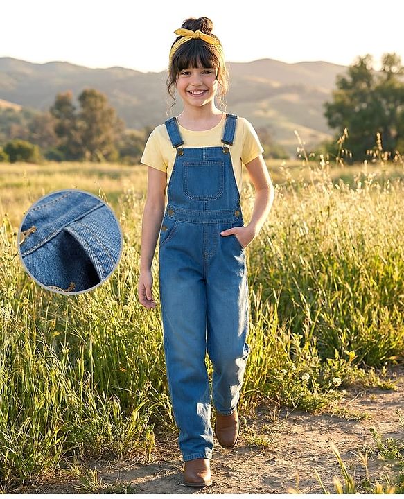 Pine Kids Cotton Woven Sleeveless Dunagree - Navy Blue