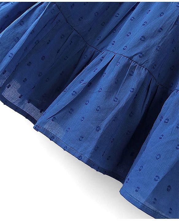 Pine Kids Cotton Woven Half Sleeves Frock with Texture Design -  Navy