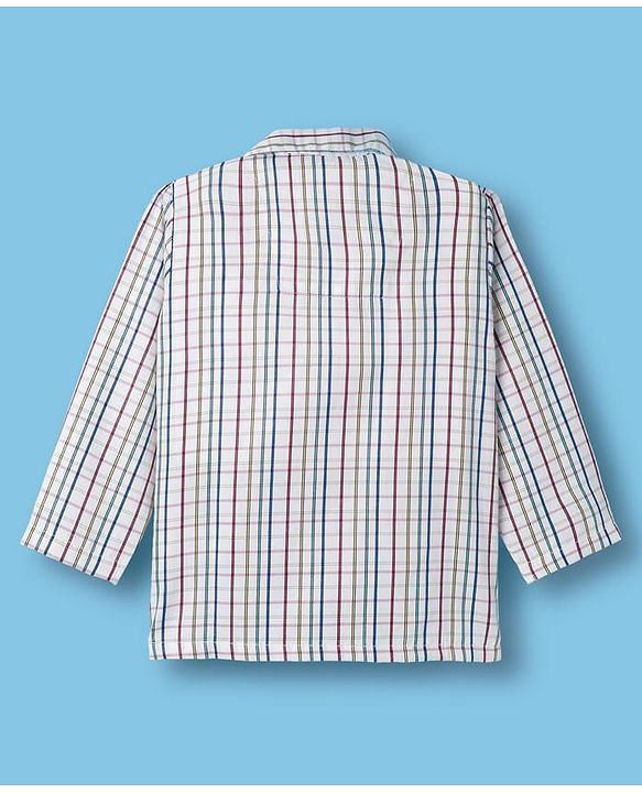 Babyhug Cotton Woven Full Sleeves Checks Co-ord Night Suit - White