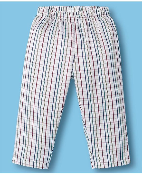 Babyhug Cotton Woven Full Sleeves Checks Co-ord Night Suit - White