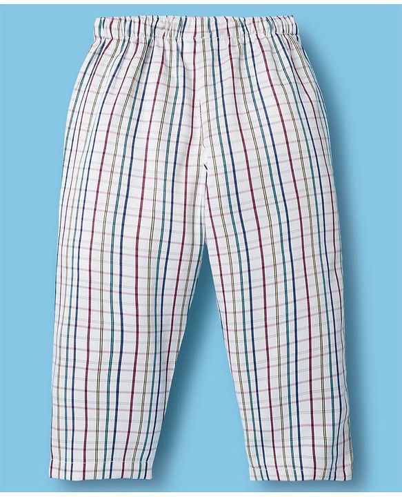 Babyhug Cotton Woven Full Sleeves Checks Co-ord Night Suit - White