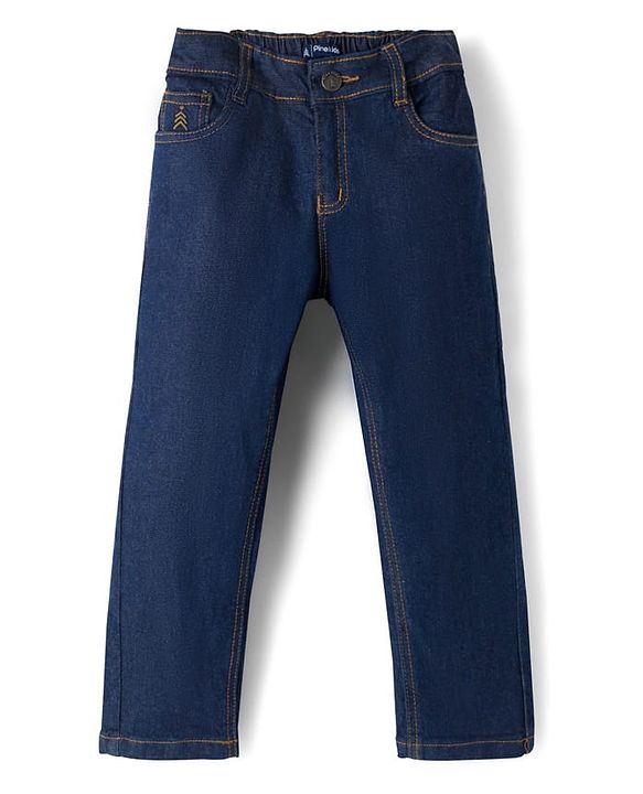 Pine Kids Denim Woven Full Length Washed Jeans - Navy Blue