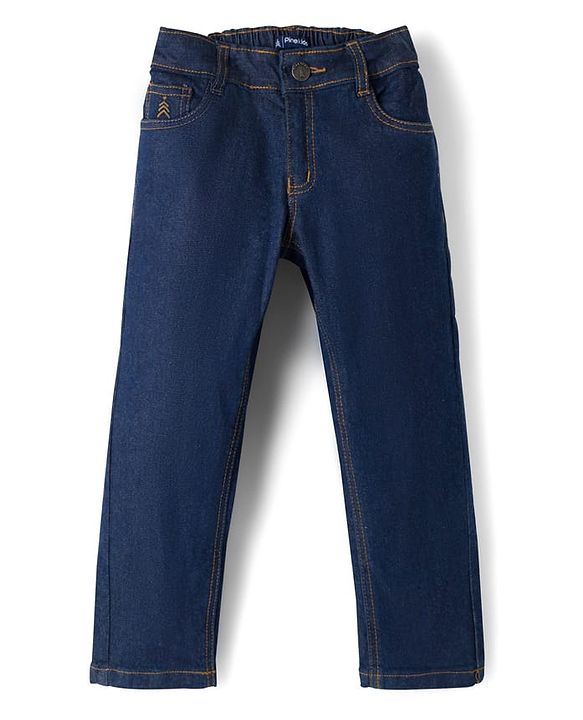 Pine Kids Denim Woven Full Length Washed Jeans - Navy Blue