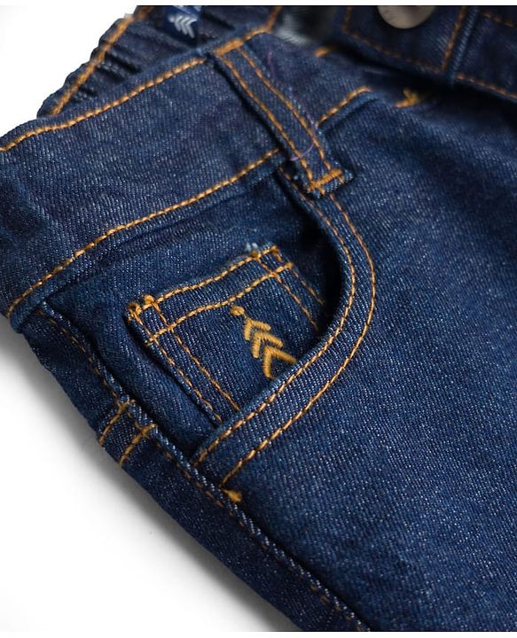 Pine Kids Denim Woven Full Length Washed Jeans - Navy Blue