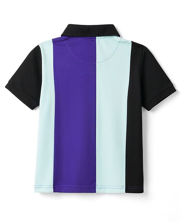 Pine Kids Cotton Knit Half Sleeves Polo T-Shirt with Text Graphics -Multicolour