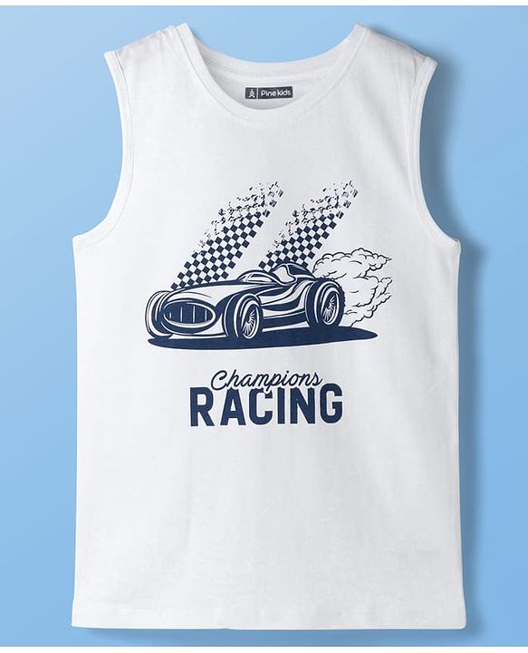 Pine Kids Cotton Woven Half Sleeve Checked Shirt & Inner Tee with Racing Graphic - Multicolor