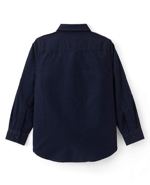 Pine Kids Cotton Woven Full Sleeves Shirt With Text Printed T-Shirt - Navy Blue