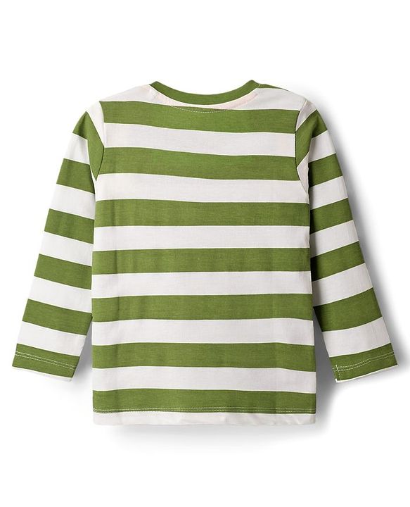 Babyhug Cotton Knit Full Sleeves Striped & Animal Printed T-Shirts Pack of 3 - Yellow Red & Green