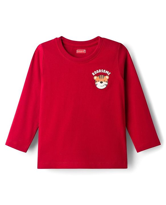 Babyhug Cotton Knit Full Sleeves Striped & Animal Printed T-Shirts Pack of 3 - Yellow Red & Green
