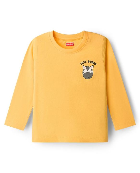 Babyhug Cotton Knit Full Sleeves Striped & Animal Printed T-Shirts Pack of 3 - Yellow Red & Green