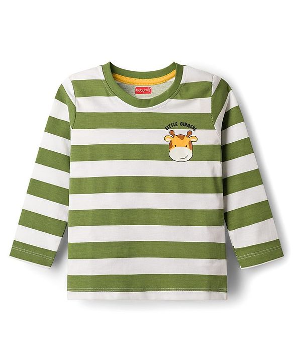 Babyhug Cotton Knit Full Sleeves Striped & Animal Printed T-Shirts Pack of 3 - Yellow Red & Green