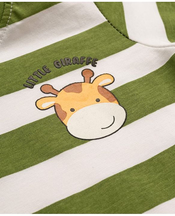 Babyhug Cotton Knit Full Sleeves Striped & Animal Printed T-Shirts Pack of 3 - Yellow Red & Green