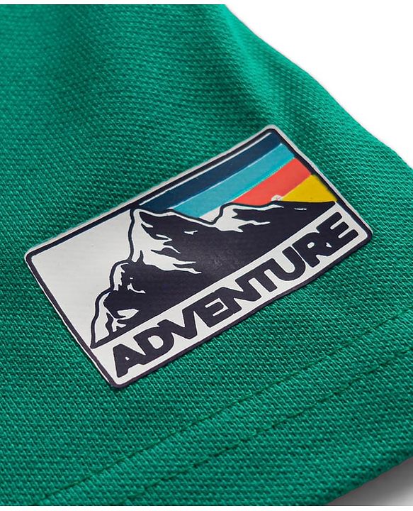 Pine Kids Cotton Knit Half Sleeves Striped Polo T-Shirt With Patch - Green & Black