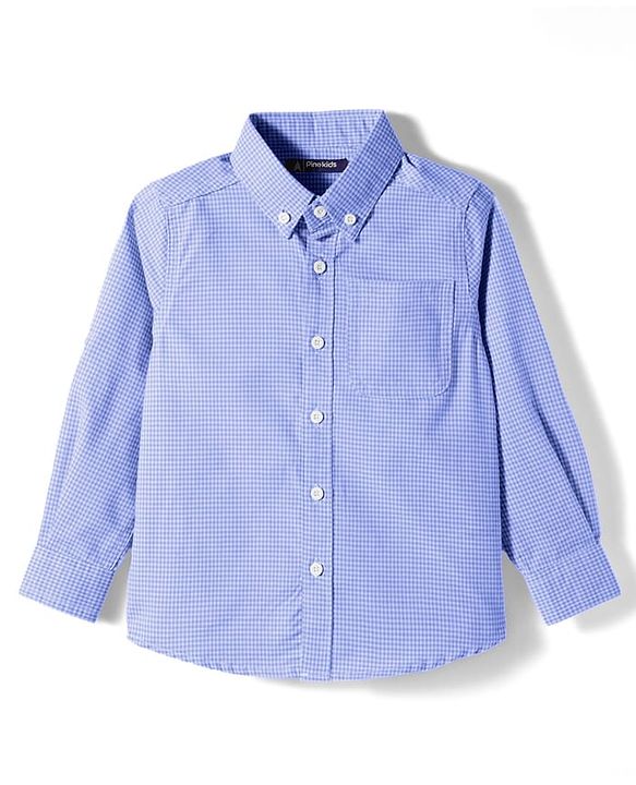 Pine Kids Cotton Woven Full Sleeves Shirt With Checks - Blue