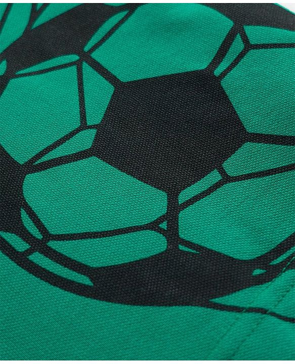 Pine Kids Cotton Knit Half Sleeves Polo T-Shirt with Colour Block Design & Football Print -Green