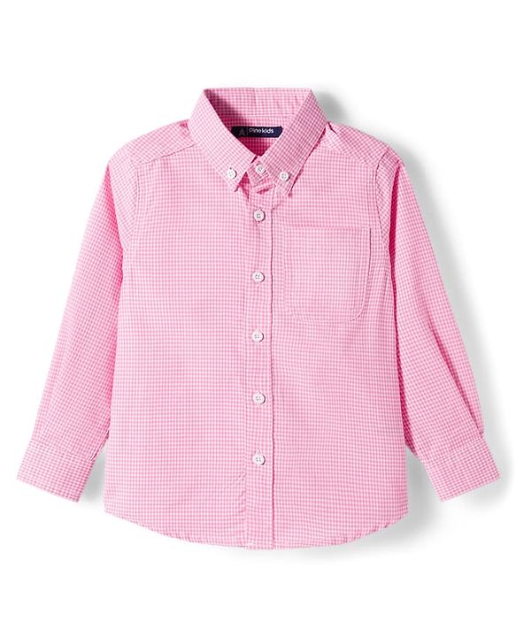 Pine Kids Cotton Woven Full Sleeves Shirt With Checks - Pink