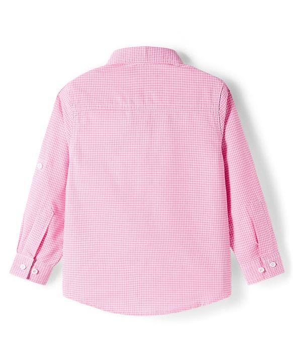 Pine Kids Cotton Woven Full Sleeves Shirt With Checks - Pink