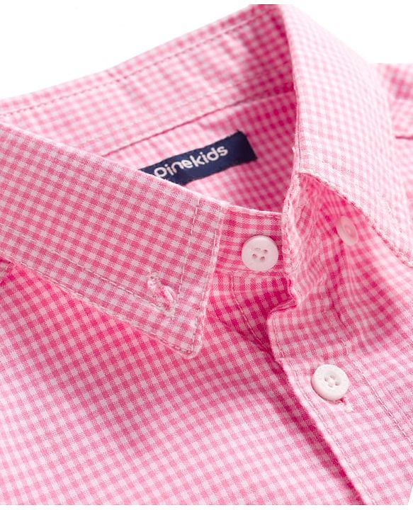 Pine Kids Cotton Woven Full Sleeves Shirt With Checks - Pink