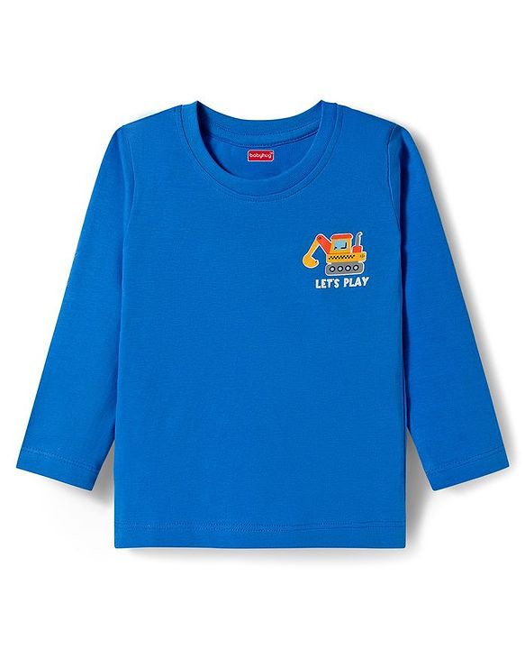 Babyhug Cotton Knit Full Sleeves Striped & Vehicle Printed T-Shirts Pack of 3 - Blue Orange & White