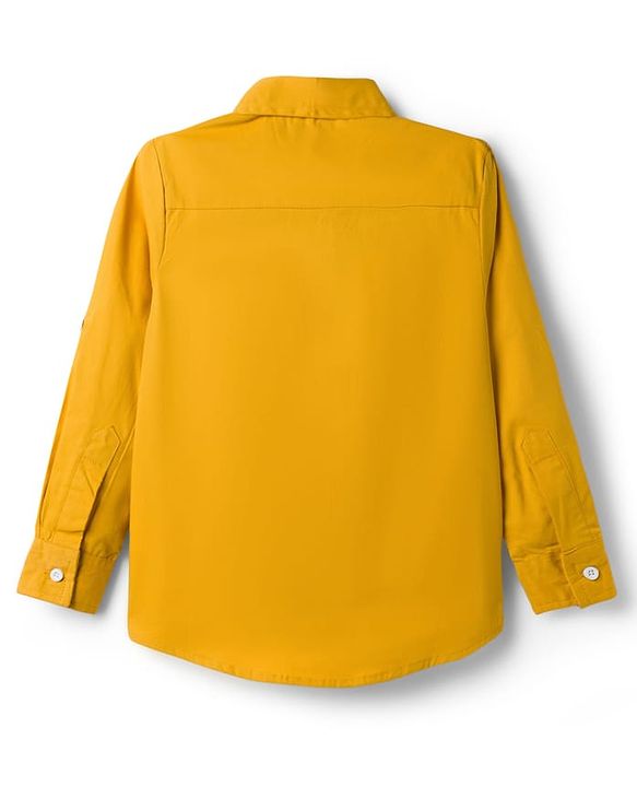 Pine Kids Cotton Woven Full Sleeves Solid Shirt - Mustard