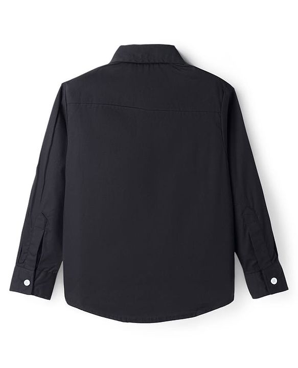 Pine Kids Cotton Woven Full Sleeves Solid Shirt - Black