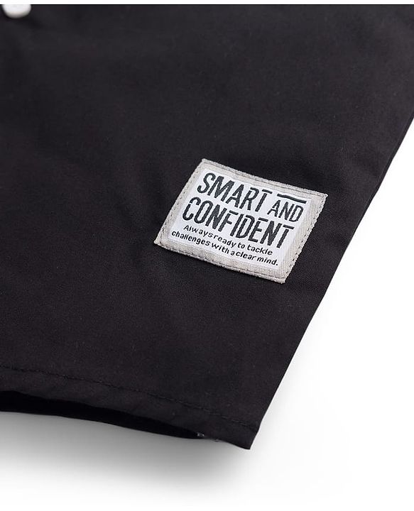 Pine Kids Cotton Woven Full Sleeves Solid Shirt - Black