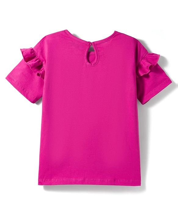 Pine Kids Cotton Knit Half Sleeves T-Shirt With Text Print - Dark Pink