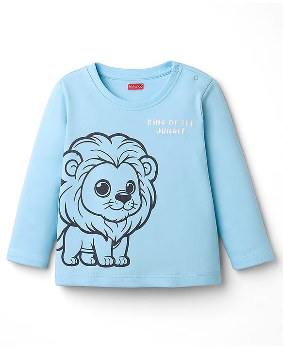 Babyhug Cotton Knit Full Sleeves T-Shirts with Animal Print Pack of 3 - Cream Light Blue & Green