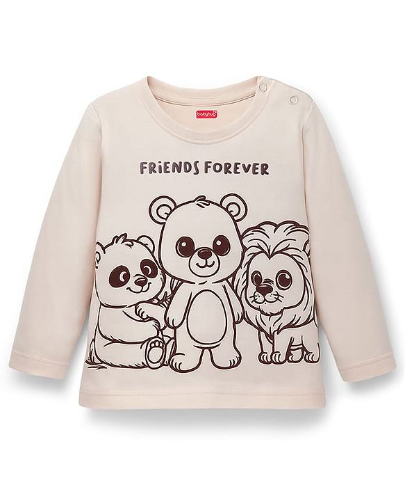 Babyhug Cotton Knit Full Sleeves T-Shirts with Animal Print Pack of 3 - Cream Light Blue & Green