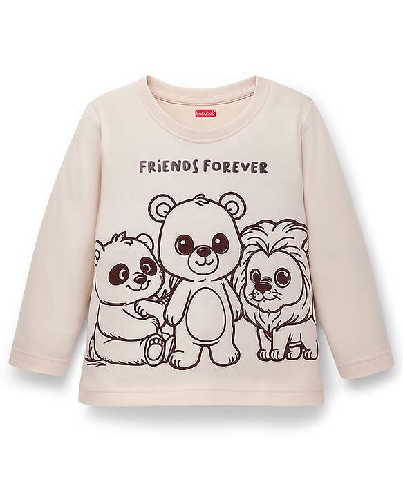 Babyhug Cotton Knit Full Sleeves T-Shirts with Animal Print Pack of 3 - Cream Light Blue & Green