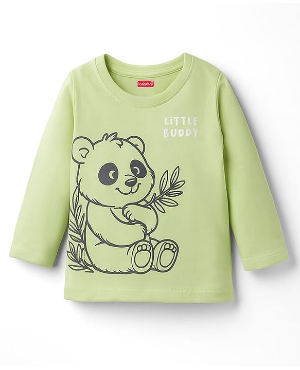 Babyhug Cotton Knit Full Sleeves T-Shirts with Animal Print Pack of 3 - Cream Light Blue & Green