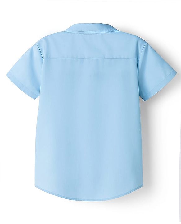 Pine Kids Cotton Woven Half Sleeves Solid Colour Shirt - Light Blue