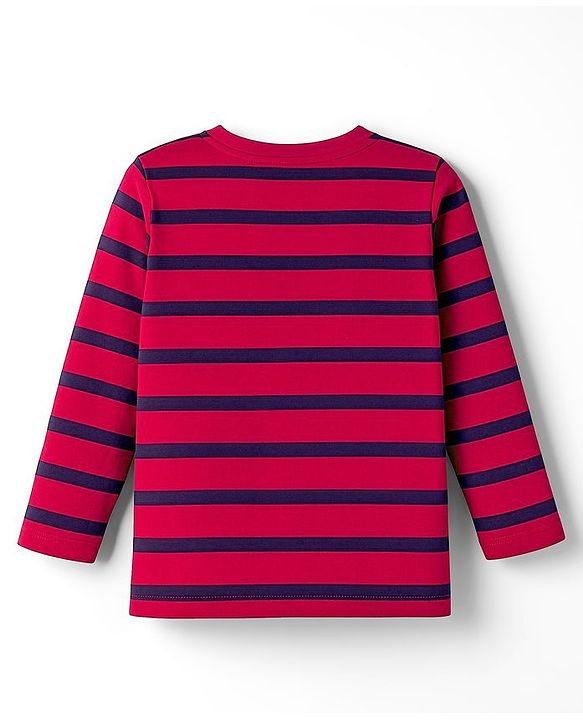 Babyhug Cotton Knit Full Sleeves Striped & Number Printed T-Shirts Pack of 3 - Red Yellow & Blue